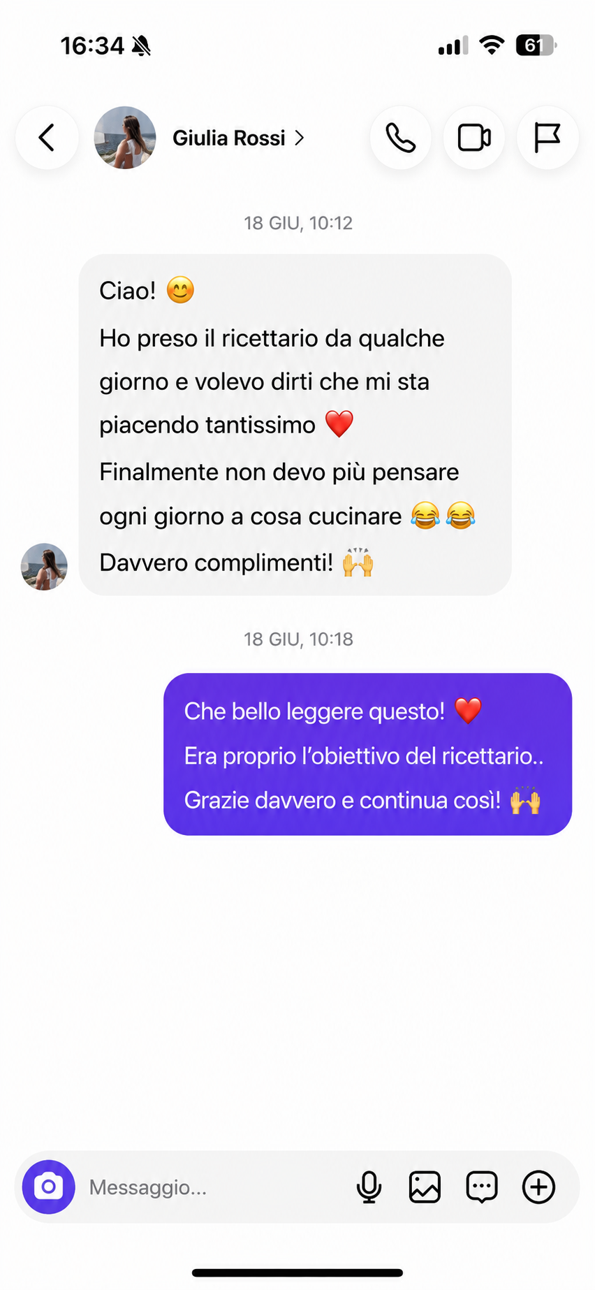 Recensione reale di un cliente del Ricettario Fit Completo